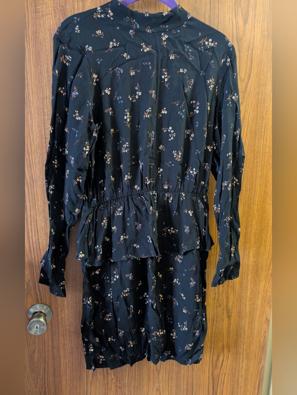 H&M Black Long-Sleeve Floral Dress